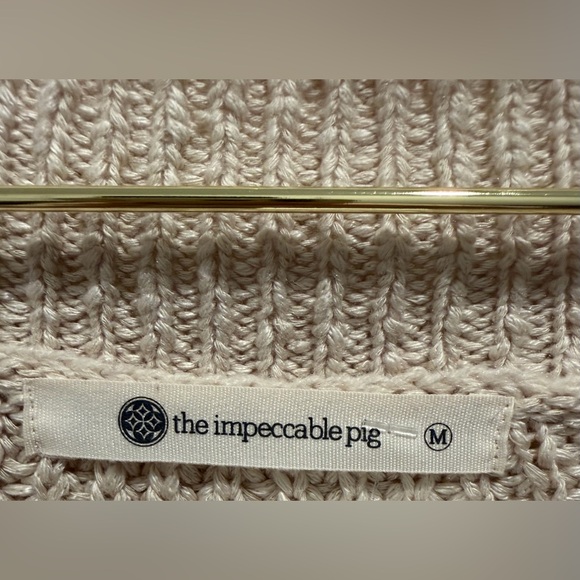 Anthropologie The Impeccible Pig colorblock Cream Knit cardigan Sweater - Picture 4 of 5